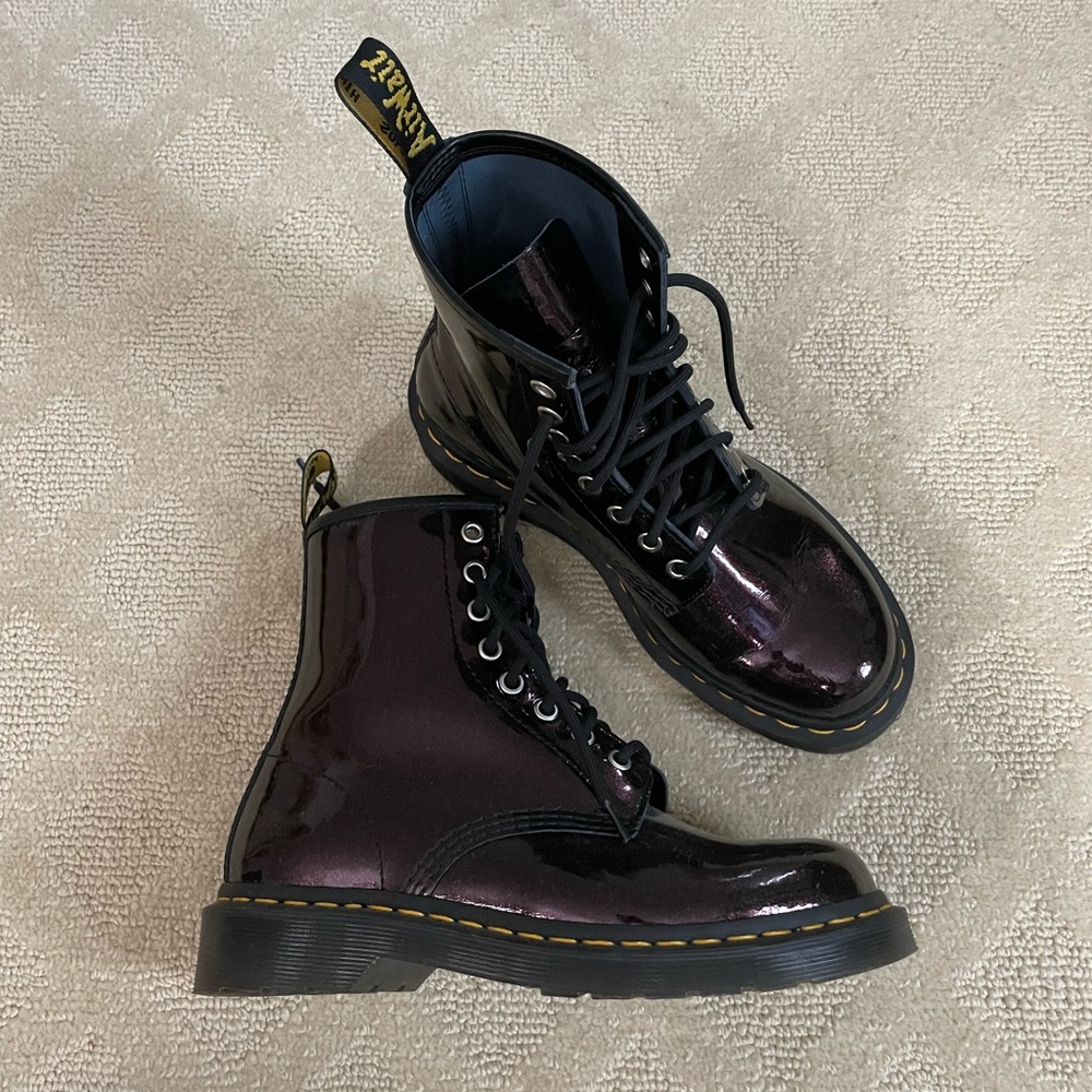 Dr. Martens 1460 Burgundy Patent Leather Boots EUC